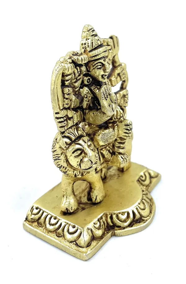 Pure_Ashtadhatu_Durga/Mataji/Devi/Ashtabhuja_Durga/Sherawali_Sitting_On_Lion|Office||Home||Temple||Gift|Handcarved_Superfine_Finish_Lacquer_Coated.