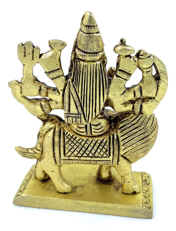 Pure_Ashtadhatu_Durga/Mataji/Devi/Ashtabhuja_Chamunda/Sherawali/Ambe_Mata_Sitting_On_Lion_On_Platform|Office||Home||Temple||Gift|Handcarved_Superfine_Finish_Lacquer_Coated.