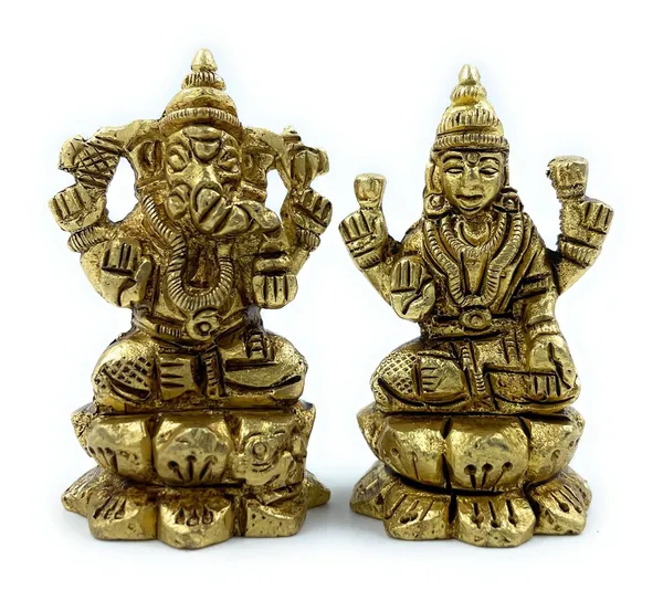 Pure_Ashtadhatu_Laxmi_Ganesh_Idol_In_Kamal_Singhasan|Office||Home||Temple||Gift|Handcarved_Superfine_Finish_Lacquer_Coated.