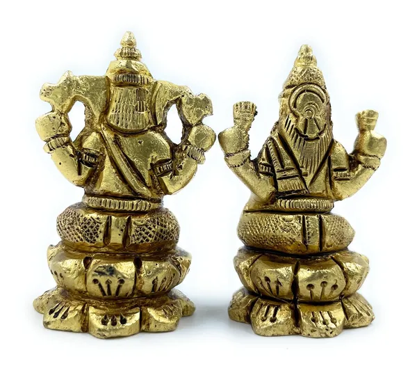 Pure_Ashtadhatu_Laxmi_Ganesh_Idol_In_Kamal_Singhasan|Office||Home||Temple||Gift|Handcarved_Superfine_Finish_Lacquer_Coated.