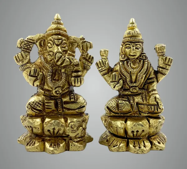 Pure_Ashtadhatu_Laxmi_Ganesh_Idol_In_Kamal_Singhasan|Office||Home||Temple||Gift|Handcarved_Superfine_Finish_Lacquer_Coated.