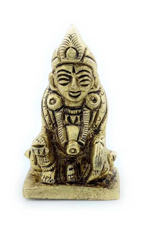 Pure_Ashtadhatu_Small_Size_Lord_Kuber_Idol_Sitting_On_Singhasan|Office||Home||Temple||Gift|Handcarved_Superfine_Finish_Lacquer_Coated.