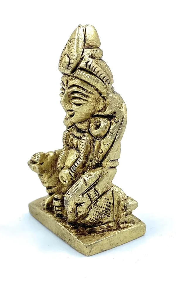 Pure_Ashtadhatu_Small_Size_Lord_Kuber_Idol_Sitting_On_Singhasan|Office||Home||Temple||Gift|Handcarved_Superfine_Finish_Lacquer_Coated.