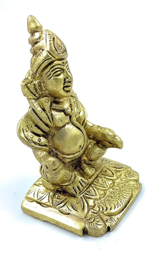 Pure_Ashtadhatu_Handcarved_Superfine_Finish_Kuber_Idol_For_Worshipping_In_Sitting_Position|Office||Home||Temple||Gift|Handcarved_Superfine_Finish_Lacquer_Coated.