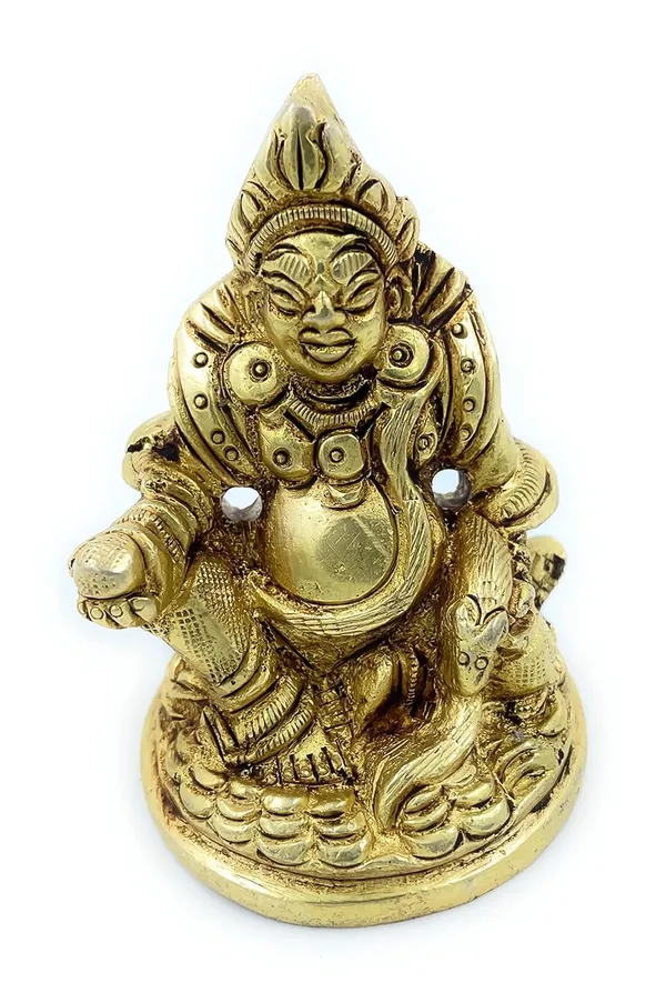 Pure_Ashtadhatu_Handcarved_Kuber_Medium_Size_Sitting_On_Singhasan|Office||Home||Temple||Gift|Handcarved_Superfine_Finish_Lacquer_Coated.
