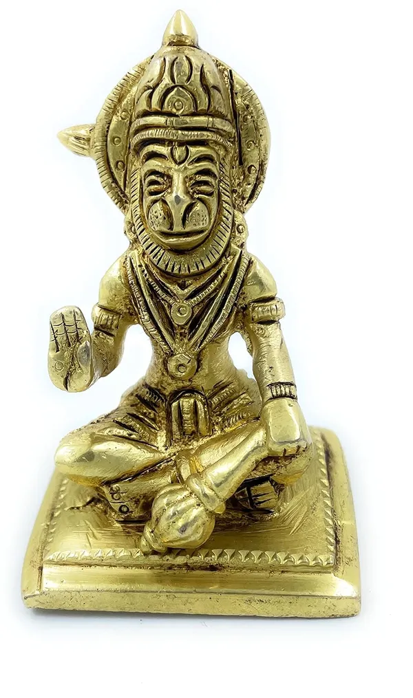 Pure_Ashtadhatu_Lord_Hanuman_In_Sitting_Position_And_Blessing_Posture|Office||Home||Temple||Gift|Handcarved_Superfine_Finish_Lacquer_Coated.