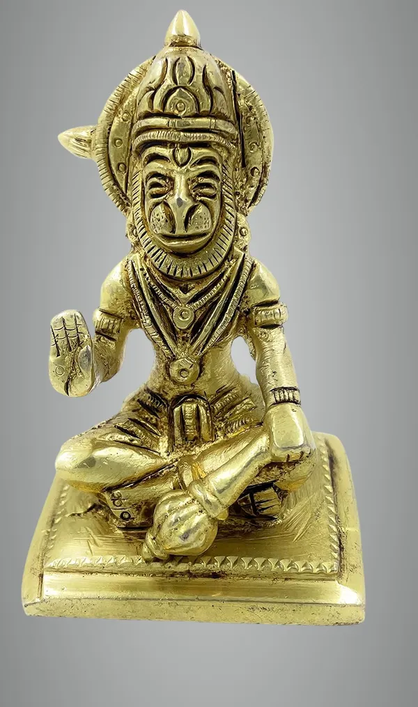 Pure_Ashtadhatu_Lord_Hanuman_In_Sitting_Position_And_Blessing_Posture|Office||Home||Temple||Gift|Handcarved_Superfine_Finish_Lacquer_Coated.