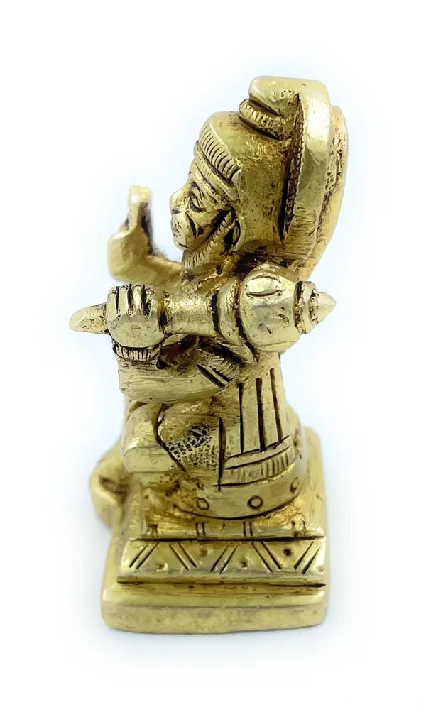 Pure_Ashtadhatu_Handcarved_Lord_Hanuman_Sitting_On_Singhasan_With_Gada_On_Left_Shoulder|Office||Home||Temple||Gift|Handcarved_Superfine_Finish_Lacquer_Coated.