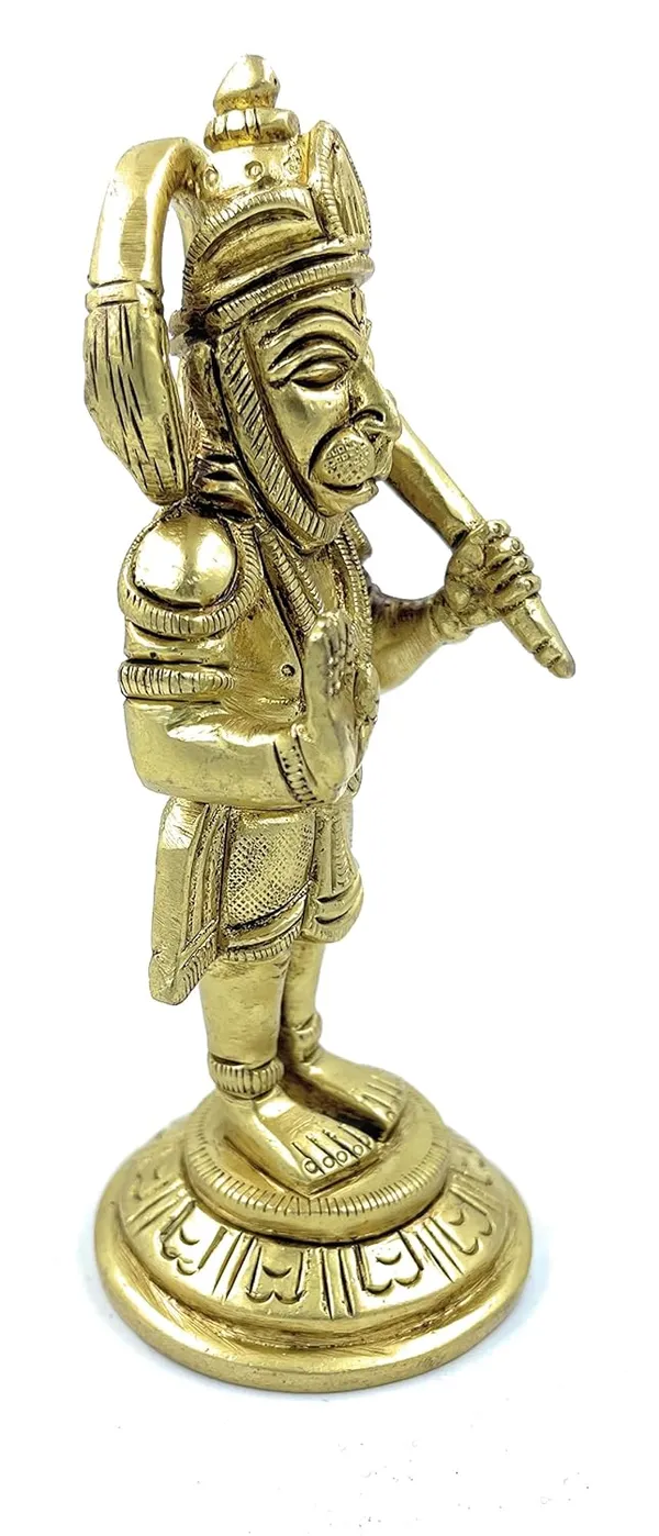 Pure_Ashtadhatu_Straight_Standing_Lord_Hanuman_With_Blessing_Posture|Office||Home||Temple||Gift|Handcarved_Superfine_Finish_Lacquer_Coated.