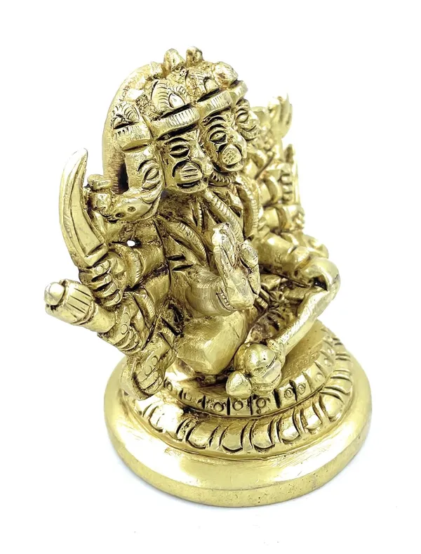 Pure_Ashtadhatu_Handcarved_Superfine_Finish_Lord_Panchmukhi_Hanuman_Sitting_On_Singhasan|Office||Home||Temple||Gift|Handcarved_Superfine_Finish_Lacquer_Coated.