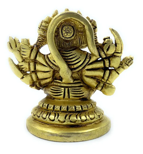 Pure_Ashtadhatu_Handcarved_Superfine_Finish_Lord_Panchmukhi_Hanuman_Sitting_On_Singhasan|Office||Home||Temple||Gift|Handcarved_Superfine_Finish_Lacquer_Coated.