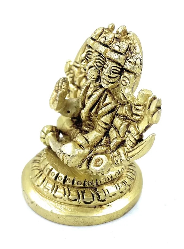Pure_Ashtadhatu_Handcarved_Superfine_Finish_Lord_Panchmukhi_Hanuman_Sitting_On_Singhasan|Office||Home||Temple||Gift|Handcarved_Superfine_Finish_Lacquer_Coated.