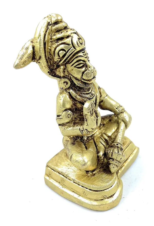 Pure_Ashtadhatu_Lord_Hanuman_In_Sitting_Position_On_Singhasan|Office||Home||Temple||Gift|Handcarved_Superfine_Finish_Lacquer_Coated.