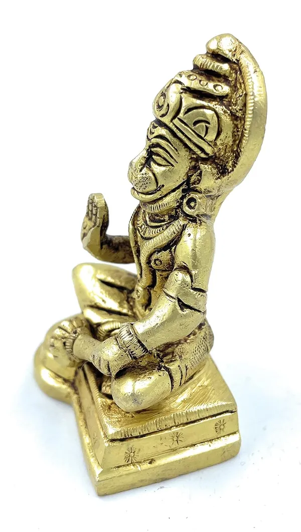 Pure_Ashtadhatu_Lord_Hanuman_In_Sitting_Position_On_Singhasan|Office||Home||Temple||Gift|Handcarved_Superfine_Finish_Lacquer_Coated.