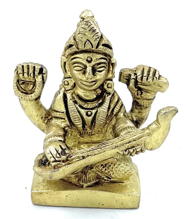 Pure_Ashtadhatu_Godess_Sarswati_Idol_In_Sitting_Position_|Office||Home||Temple||Gift|Handcarved_Superfine_Finish_Lacquer_Coated.