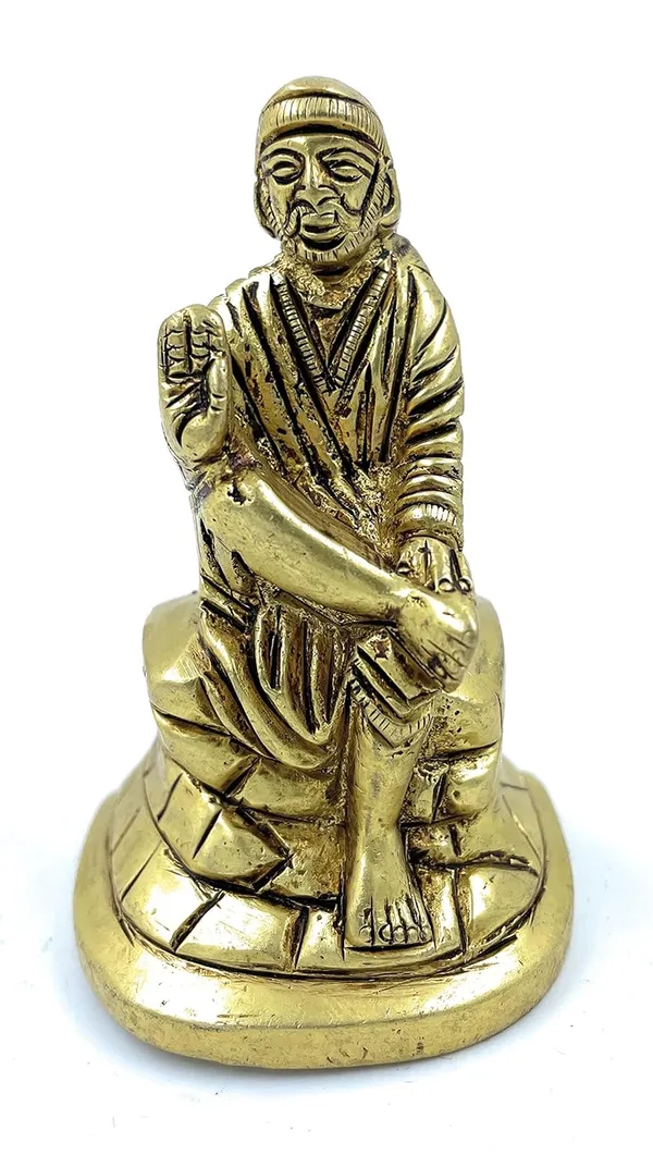Pure_Ashtadhatu_Sai_Idol/Shridi_Wale_Sai_Baba_In_Sitting_Position|Office||Home||Temple||Gift|Handcarved_Superfine_Finish_Lacquer_Coated.