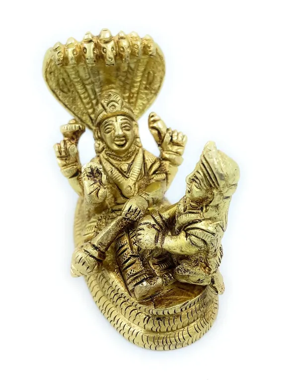 Pure_Ashtadhatu_God_Vishnu_And_Godess_Laxmi_Idol_Sitting_On_Seshnag_Shaped_Singhasan|Office||Home||Temple||Gift|Handcarved_Superfine_Finish_Lacquer_Coated.