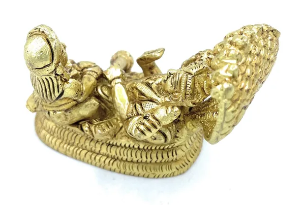 Pure_Ashtadhatu_God_Vishnu_And_Godess_Laxmi_Idol_Sitting_On_Seshnag_Shaped_Singhasan|Office||Home||Temple||Gift|Handcarved_Superfine_Finish_Lacquer_Coated.