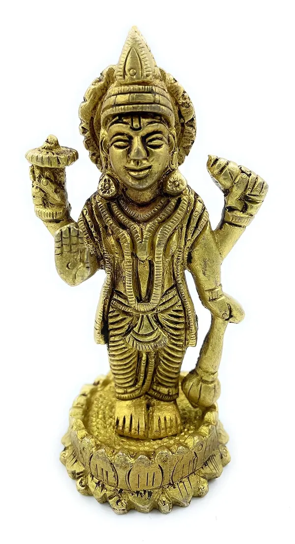 Pure_Ashtadhatu_Lord_Vishnu_Idol_In_Standing_Positionon_Kamal_Shaped_Singhasan|Office||Home||Temple||Gift|Handcarved_Superfine_Finish_Lacquer_Coated.