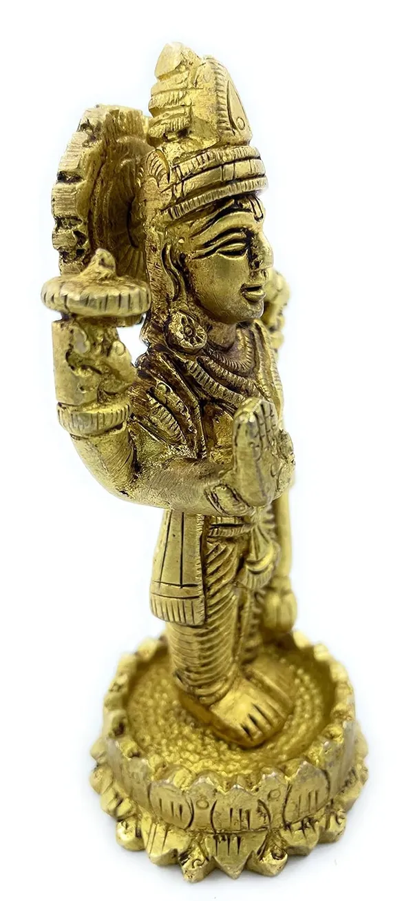 Pure_Ashtadhatu_Lord_Vishnu_Idol_In_Standing_Positionon_Kamal_Shaped_Singhasan|Office||Home||Temple||Gift|Handcarved_Superfine_Finish_Lacquer_Coated.