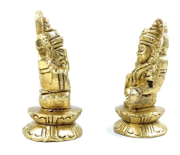 Pure_Ashtadhatu_Small_Laxmi_Ganesh_Idol_In_Lotus_Shaped_Base|Office||Home||Temple||Gift|Handcarved_Superfine_Finish_Lacquer_Coated.