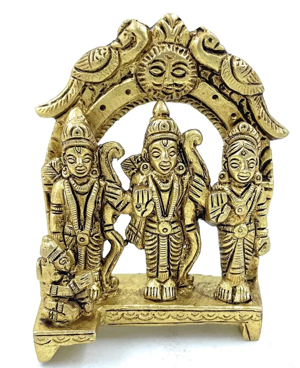 Pure_Ashtadhatu_Small_Size_Shri_Ram_Parivar_Idol_In_Standing_Position_At_Ram_Davar_|Office||Home||Temple||Gift|Handcarved_Superfine_Finish_Lacquer_Coated.