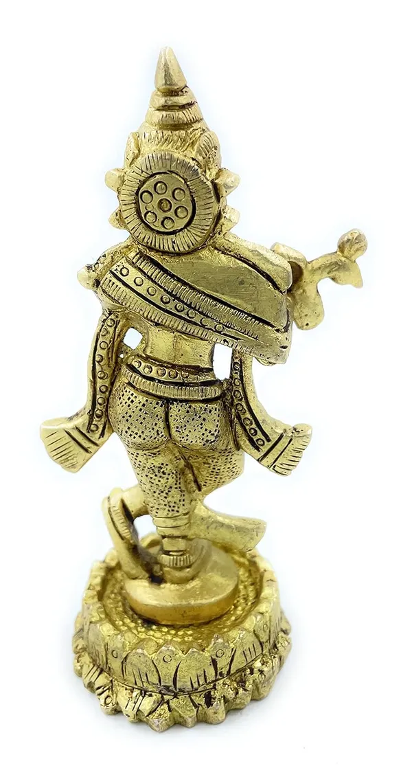 Pure_Ashtadhatu_Lord_Krishna/Gopal_Idol_In_Standing_Position_Over_Kamal_Shaped_Singhasan|Office||Home||Temple||Gift|Handcarved_Superfine_Finish_Lacquer_Coated.