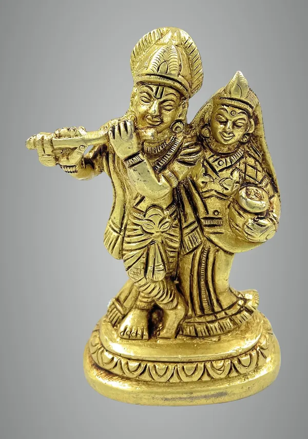 Pure_Ashtadhatu_Radha_Krishna_Idol_In_Standing_Position|Office||Home||Temple||Gift|Handcarved_Superfine_Finish_Lacquer_Coated.