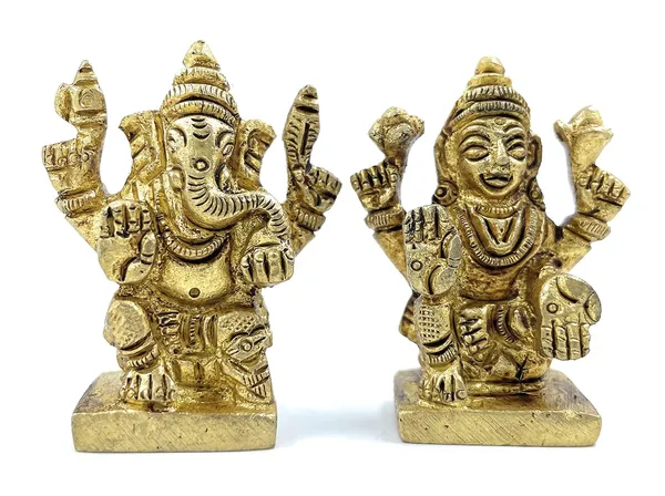 Pure_Ashtadhatu_Shobhagya_Vardak_Laxmi_Ganesh_Idol_Suitable/Best_Size_For_Keeping_In_Locker|Office||Home||Temple||Gift|Handcarved_Superfine_Finish_Lacquer_Coated.