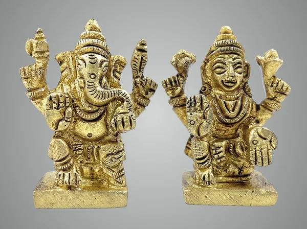 Pure_Ashtadhatu_Shobhagya_Vardak_Laxmi_Ganesh_Idol_Suitable/Best_Size_For_Keeping_In_Locker|Office||Home||Temple||Gift|Handcarved_Superfine_Finish_Lacquer_Coated.