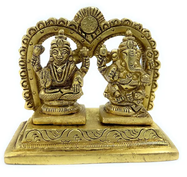 Pure_Ashtadhatu_Laxmi_Ganesh_Idol_In_One_Frame_|Office||Home||Temple||Gift|Handcarved_Superfine_Finish_Lacquer_Coated.