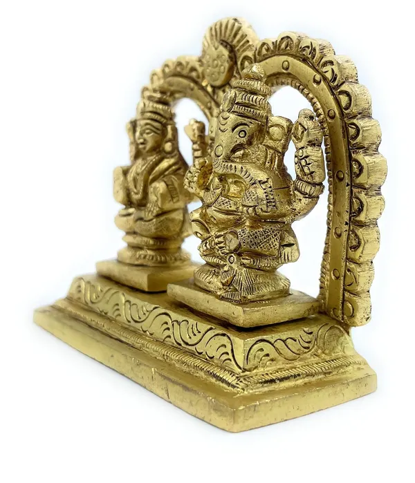 Pure_Ashtadhatu_Laxmi_Ganesh_Idol_In_One_Frame_|Office||Home||Temple||Gift|Handcarved_Superfine_Finish_Lacquer_Coated.