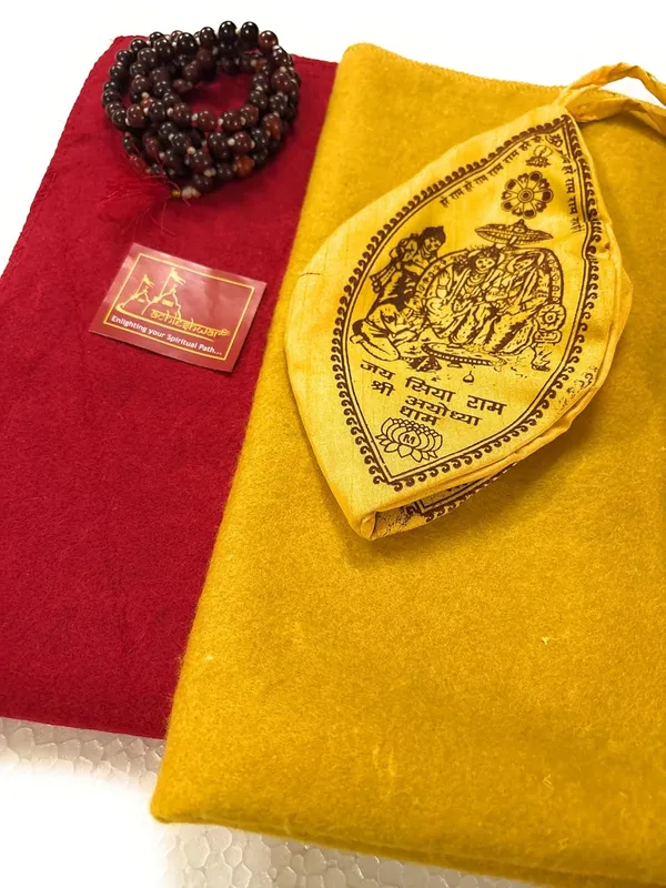 Premium_Meditation_Combo_Red,Yellow_Woollen_Aasan_With_Singal_Gomukhi_&_Lal_Chandan_Mala/Perfect_Mat_For_Meditation_&_Prayers_Comfortable_On_Direct_Sitting_On_The_Ground_And_Worshiping.