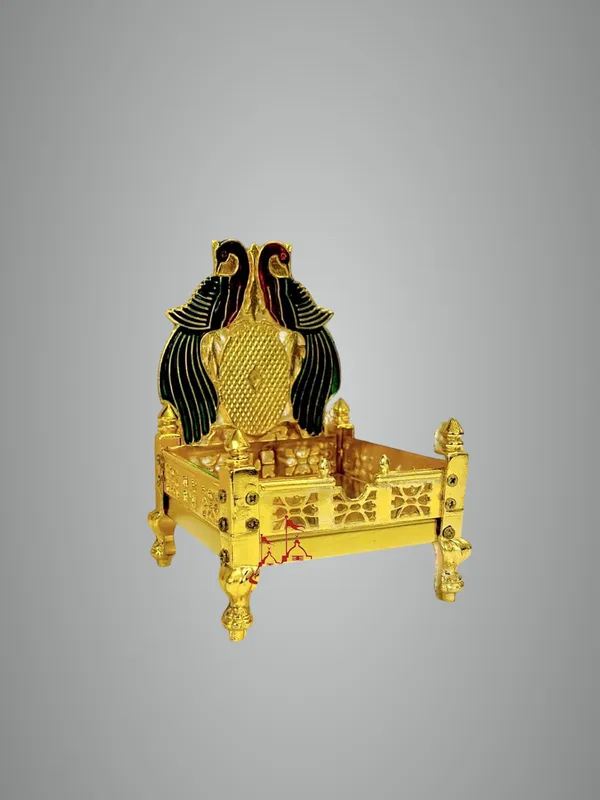 Brass_Singhasan_For_Ganesha_&_Krishna_Idols/Gold_Plated_Ladoo_Gopal_Pooja_Chowki_For_Temple/Mandir_?_Decorative_Throne_For_Puja_Room_(Size_11_Cm)