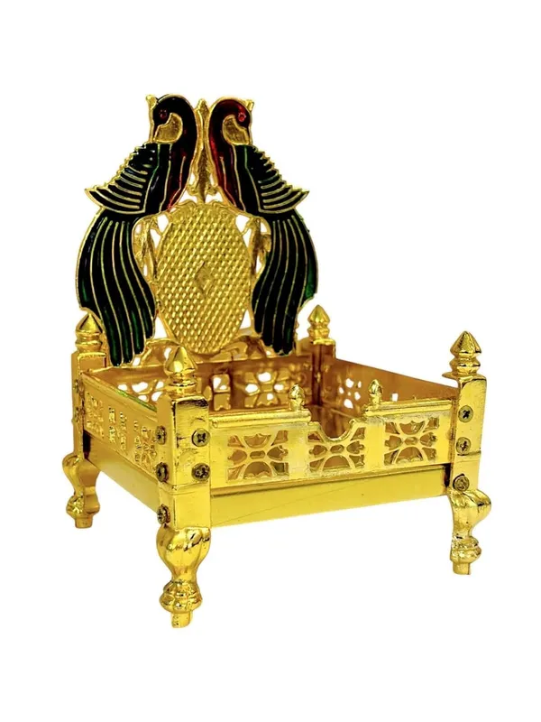 Brass_Singhasan_For_Ganesha_&_Krishna_Idols_?_Gold_Plated_Ladoo_Gopal_Pooja_Chowki_For_Temple/Mandir_?_Decorative_Throne_For_Puja_Room_(Size_6_Cm)