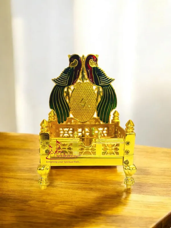 Brass_Singhasan_For_Ganesha_&_Krishna_Idols_?_Gold_Plated_Ladoo_Gopal_Pooja_Chowki_For_Temple/Mandir_?_Decorative_Throne_For_Puja_Room_(Size_6_Cm)