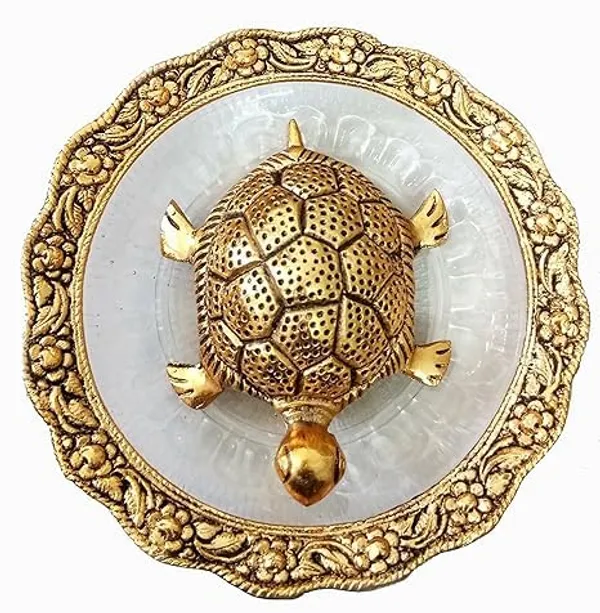 Metal_Feng_Shui_Tortoise_On_Plate_Fantasy_Showpiece_(Golden,_Diameter:_5.5_Inch)