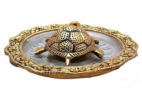 Metal_Feng_Shui_Tortoise_On_Plate_Fantasy_Showpiece_(Golden,_Diameter:_5.5_Inch)