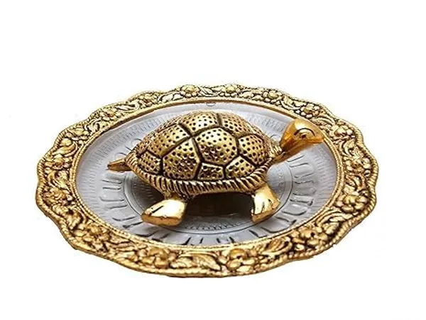 Metal_Feng_Shui_Tortoise_On_Plate_Fantasy_Showpiece_(Golden,_Diameter:_5.5_Inch)