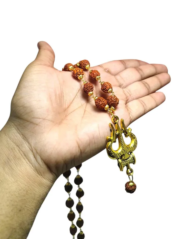 Rudraksha_Mala_Necklace_with_Trishool_Pendant,_Natural_Brown_Beads_with_Gold-Toned_Accents,_Spiritual_Protection_Jewellery