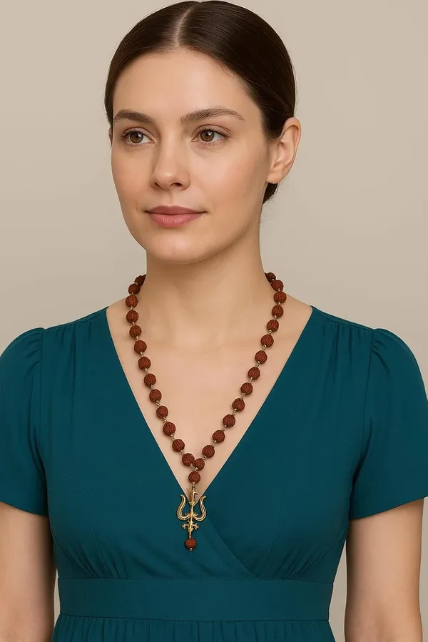 Rudraksha_Mala_Necklace_with_Trishool_Pendant,_Natural_Brown_Beads_with_Gold-Toned_Accents,_Spiritual_Protection_Jewellery