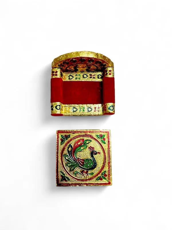 Handicraft_Meenakari_Wooden_Chowki_Puja_Bajot_With_Laddu_Gopal_Singhasan_For_Home,_Office_Decor_&_Puja_(Size_3_Inch)