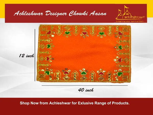 Designer_Velvet_Embroidered_Pooja_Aasan_Cloth_12X40_Inch_Orange_|_Chowki_Aasan_For_God_Idol_|_Mandir_Table_Altar_Cover_For_Temple,_Puja_Shelf,_Diwali_Decoration_Pack_0F_1