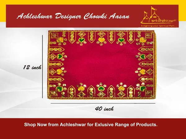 Designer_Velvet_Embroidered_Pooja_Aasan_Cloth_12X40_Inch_Red_|_Chowki_Aasan_For_God_Idol_|_Mandir_Table_Altar_Cover_For_Temple,_Puja_Shelf,_Diwali_Decoration_Pack_0F_1