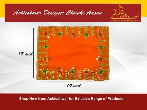 Designer_Velvet_Embroidered_Pooja_Aasan_Cloth_13X19_Inch_Orange_|_Chowki_Aasan_For_God_Idol_|_Mandir_Table_Altar_Cover_For_Temple,_Puja_Shelf,_Diwali_Decoration_Pack_0F_1
