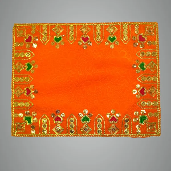 Designer_Velvet_Embroidered_Pooja_Aasan_Cloth_16X40_Inch_Orange_|_Chowki_Aasan_For_God_Idol_|_Mandir_Table_Altar_Cover_For_Temple,_Puja_Shelf,_Diwali_Decoration_Pack_0F_1