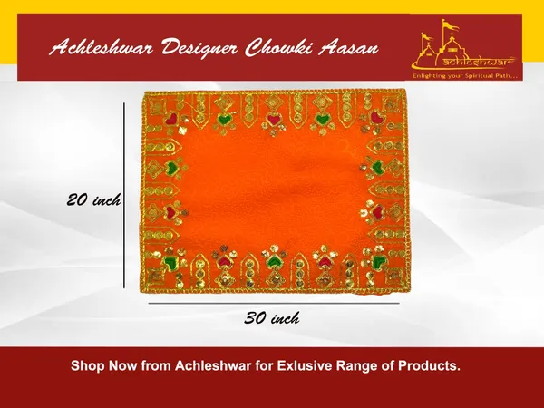 Designer_Velvet_Embroidered_Pooja_Aasan_Cloth_20X30_Inch_Orange_|_Chowki_Aasan_For_God_Idol_|_Mandir_Table_Altar_Cover_For_Temple,_Puja_Shelf,_Diwali_Decoration_Pack_0F_2