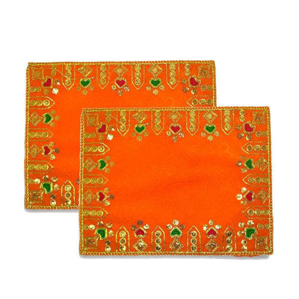 Designer_Velvet_Embroidered_Pooja_Aasan_Cloth_20X40_Inch_Orange_|_Chowki_Aasan_For_God_Idol_|_Mandir_Table_Altar_Cover_For_Temple,_Puja_Shelf,_Diwali_Decoration_Pack_0F_2