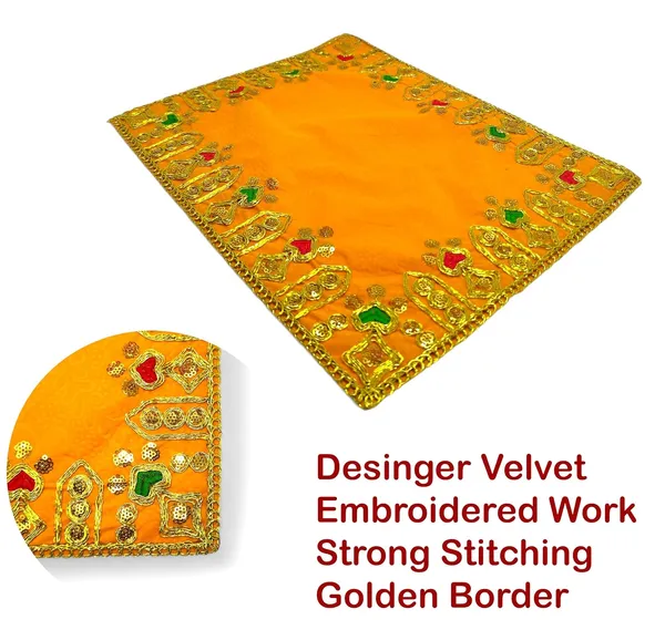 Designer_Velvet_Embroidered_Pooja_Aasan_Cloth_30X40_Inch_Yellow_|_Chowki_Aasan_For_God_Idol_|_Mandir_Table_Altar_Cover_For_Temple,_Puja_Shelf,_Diwali_Decoration_Pack_0F_3
