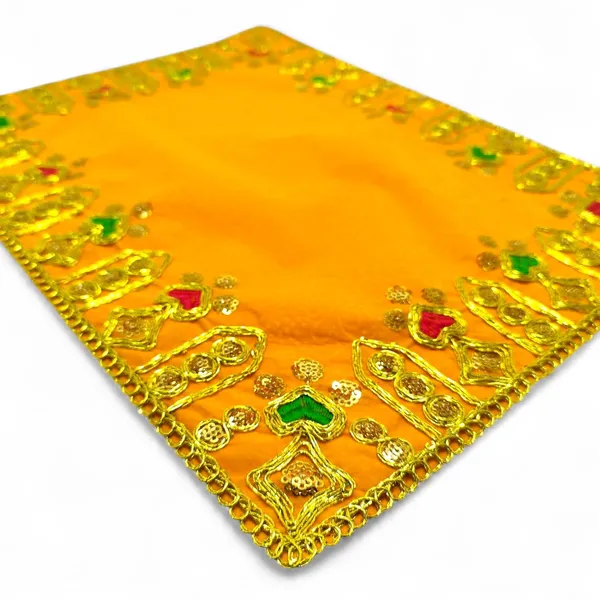 Designer_Velvet_Embroidered_Pooja_Aasan_Cloth_4X6_Inch_Yellow_|_Chowki_Aasan_For_God_Idol_|_Mandir_Table_Altar_Cover_For_Temple,_Puja_Shelf,_Diwali_Decoration_Pack_0F_1